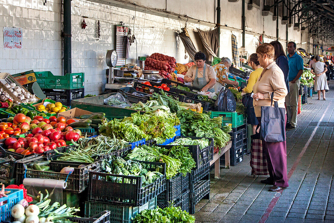 Market stall with vegetables, Mercado do Bolhao, Porto, Portugal