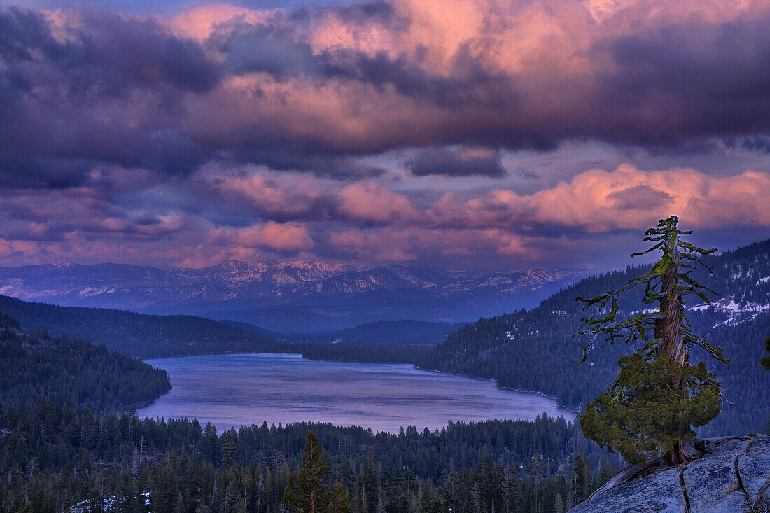 A mountain lake at sunset, Donner Lake, CA, USA
