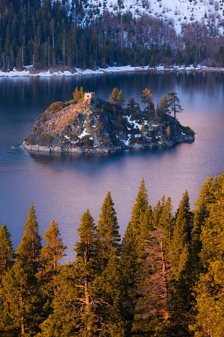 Emerald Bay and Wizard Island at Lake Tahoe in California, emerald bay and wizard island, CA, USA