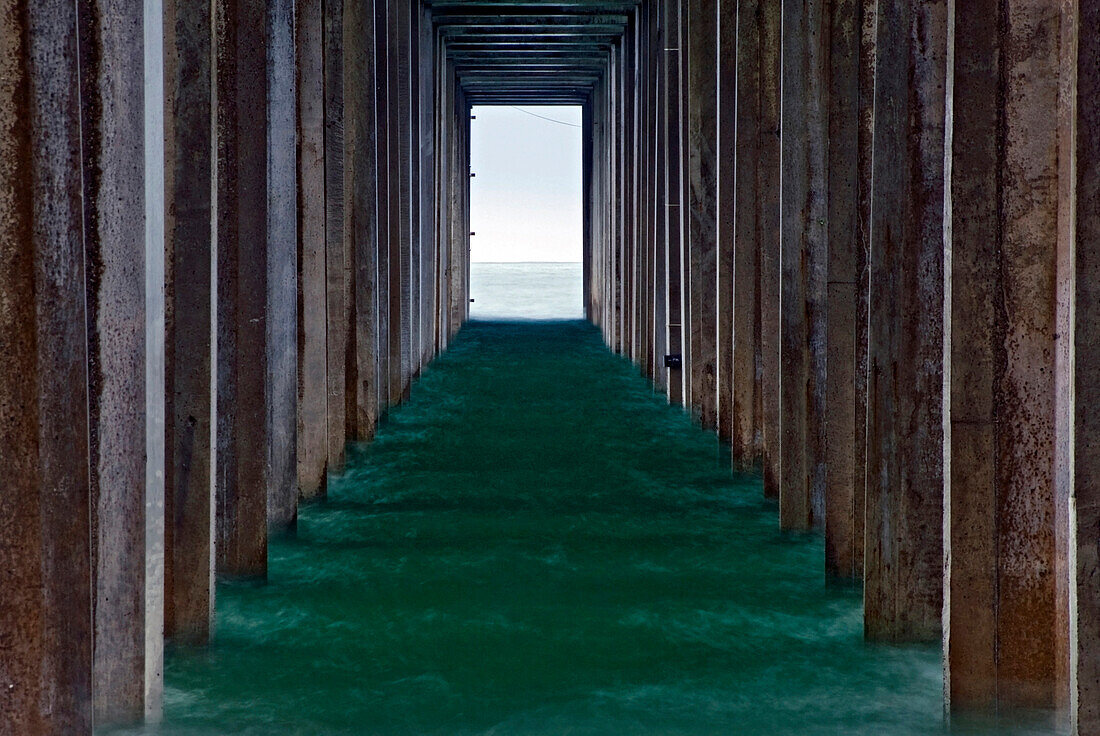 An abstract view from underneath Scripps Pier in La Jolla, California La Jolla, California, USA