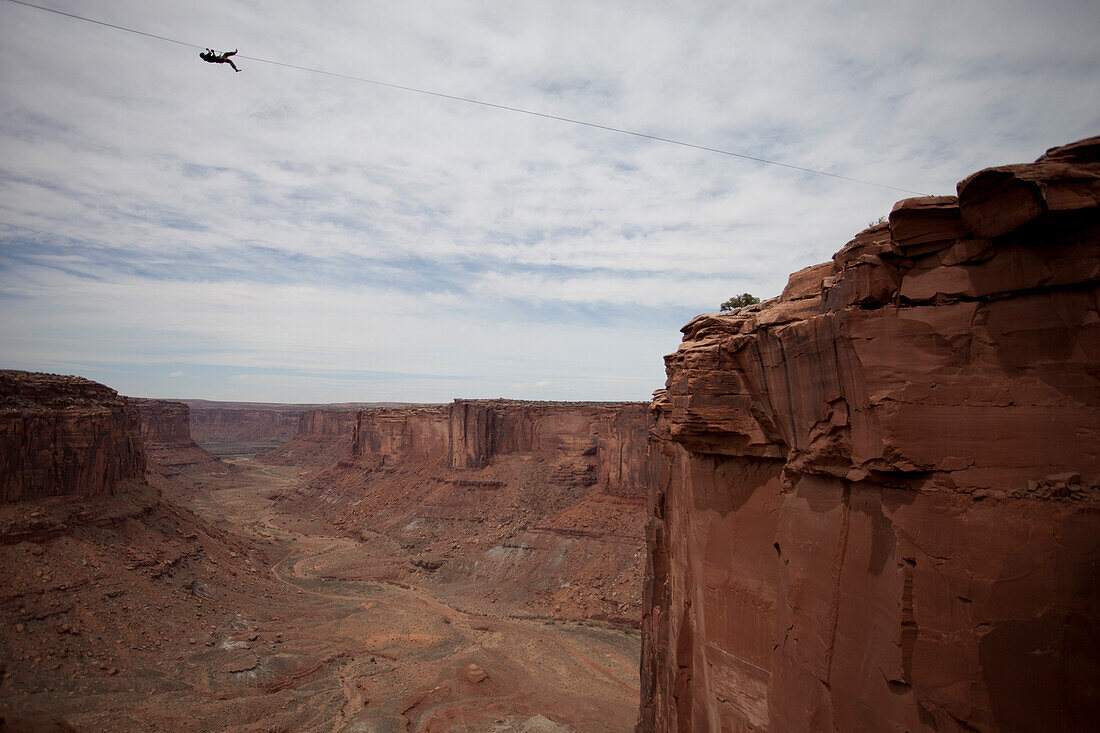 Highlining at the Fruit Bowl in Moab, Utah Moab, Utah, United States