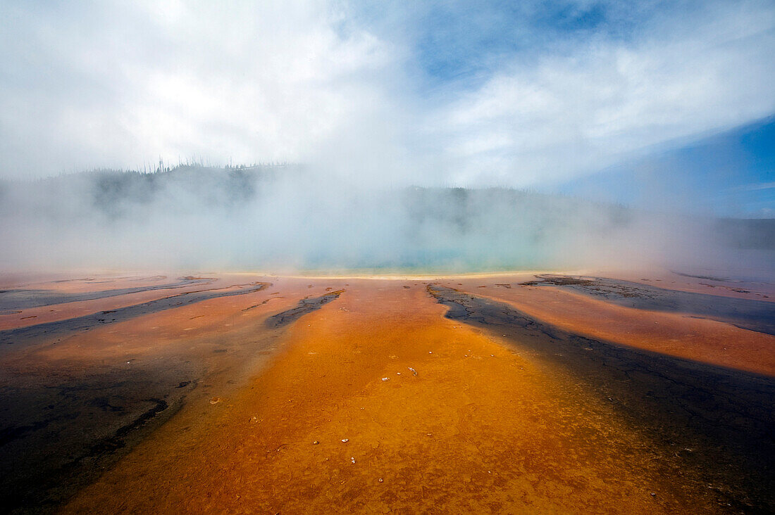 A detail of the Grand Prismatic Spring in Yellowstone National Park, Wyoming Yellowstone National Park, Wyoming, USA