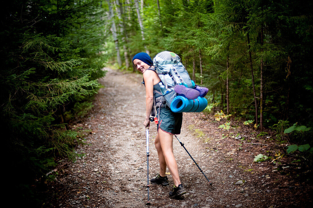 A female hiker on the Appalachian Trail USA