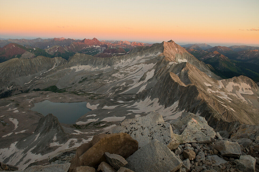 Summit views from Capitol Peak, Maroon Bells Wilderness, White River National Forest, Aspen, Colorado., Aspen, Colorado, usa