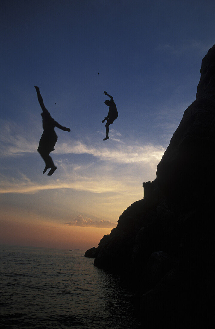 Cliff jumping into the sea Croatia