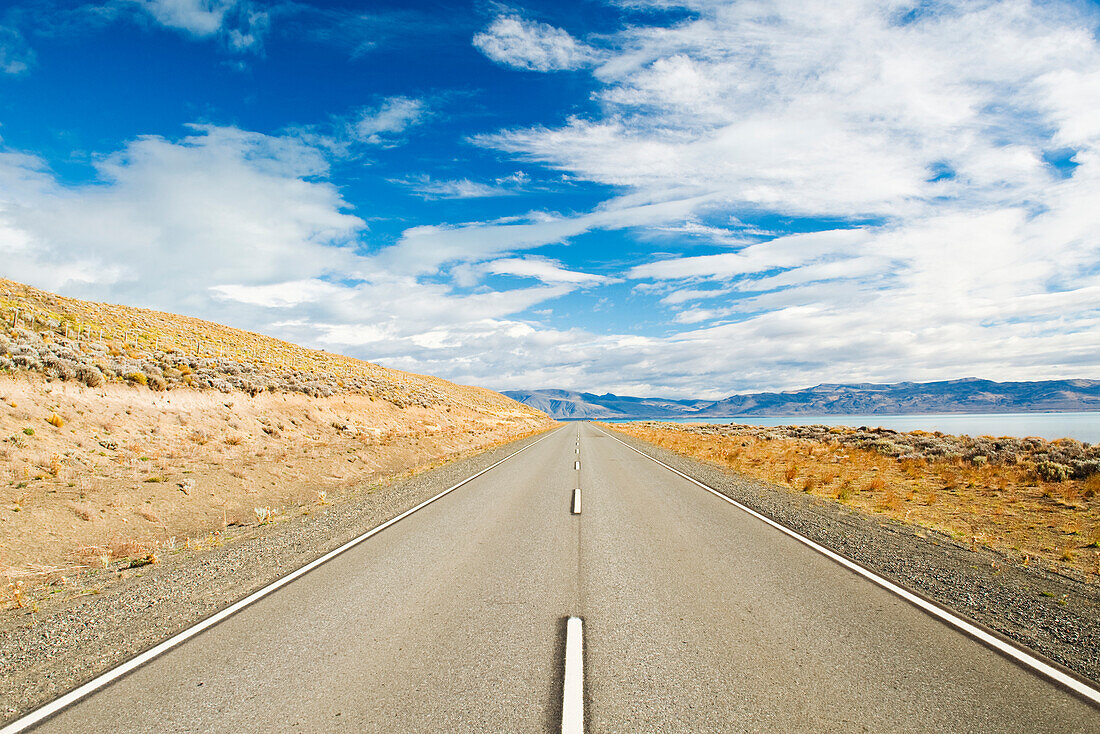 Looking down a road near Calafate, Argentina Calafate, Patagonia, Chile