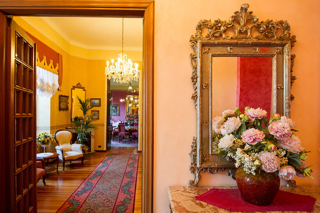 Interior view of a hotel, Bordighera, Province of Imperia, Liguria, Italy