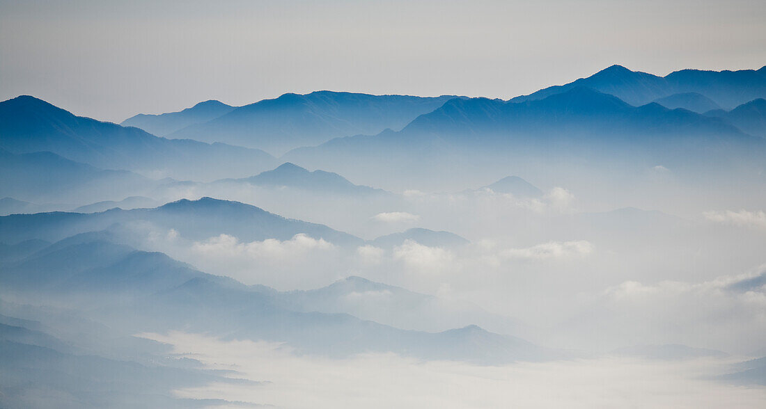 A view to the northeast from the summit of Mt. Fuji, Honshu, Japan Honshu, Japan