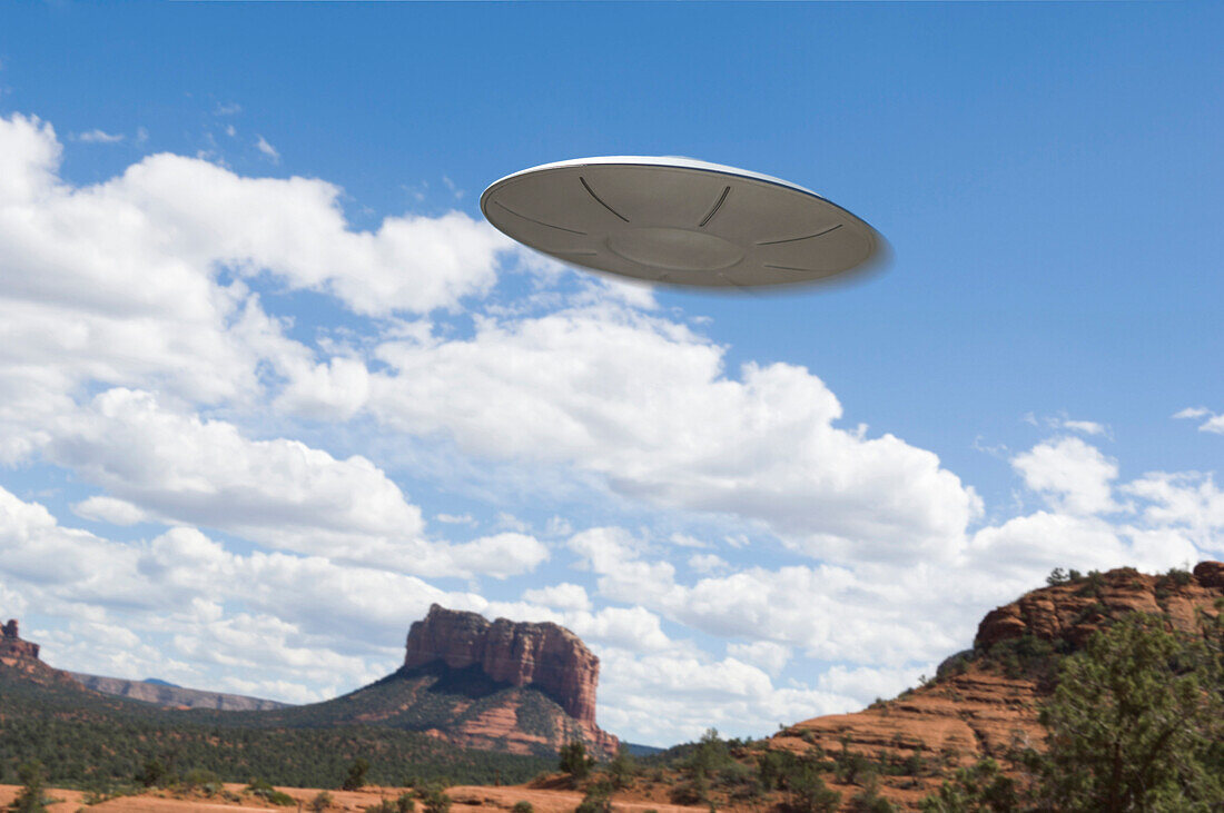 UFO flying over desert, Sedona, Arizona, United States