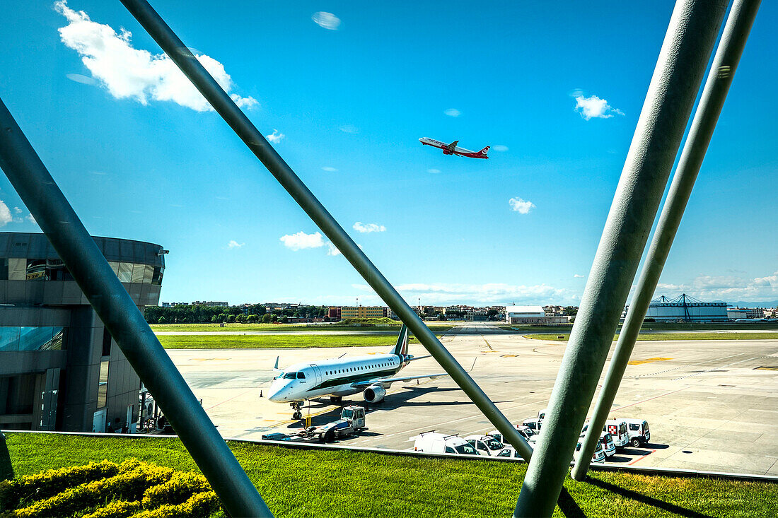 Runway at Naples airport, Naples, Campania, Italy