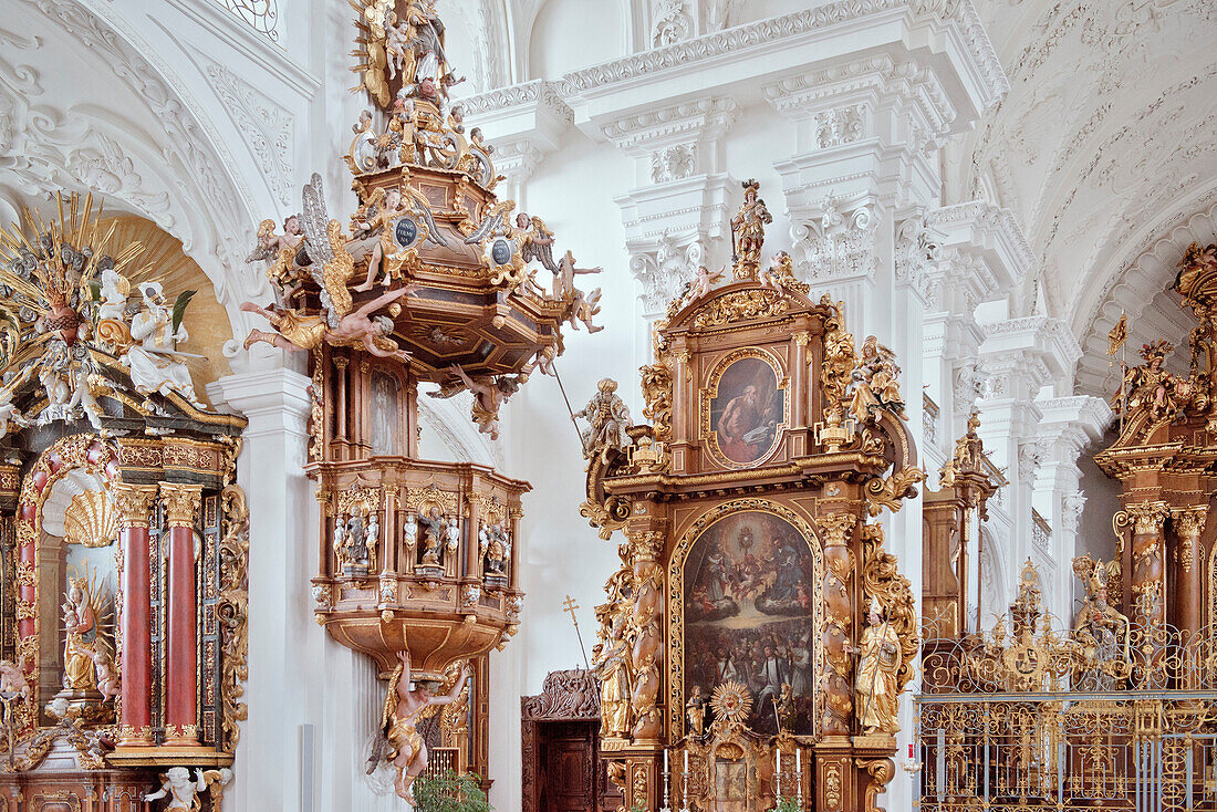 Innenansicht, Münster St. Peter und Paul, Kloster Obermarchtal, Obermarchtal, Baden-Württemberg, Deutschland