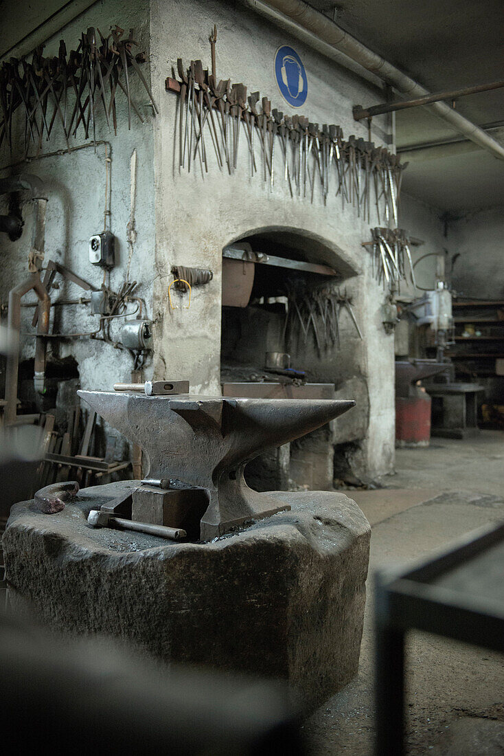 Blacksmith tools in a hammer mill, Passau, Bavaria, Germany
