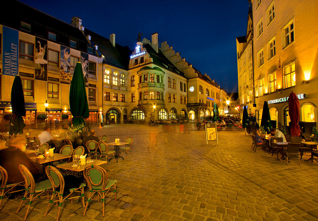 Hofbraeuhaus inn at night, Platzl, Munich, Upper Bavaria, Bavaria, Germany