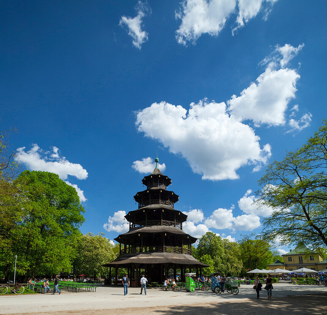 Chinese Tower, English Garden, Englischer Garten, Munich, Upper Bavaria, Bavaria, Germany