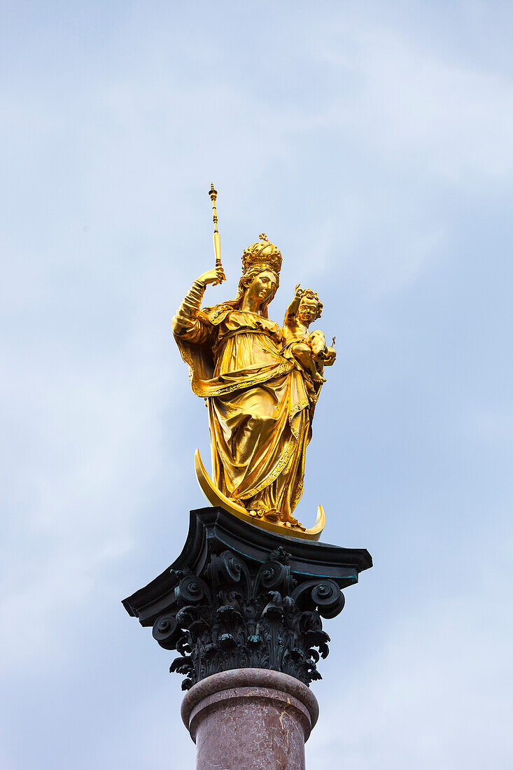 St. Mary's column, Mariensaeule on Marienplatz square, Munich, Upper Bavaria, Bavaria, Germany