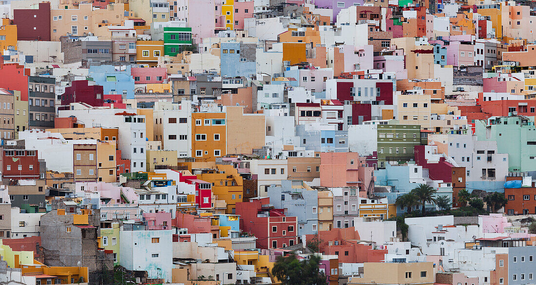 bunte Häuser, Stadtteil San Juan, Las Palmas de Gran Canaria, Gran Canaria, Kanarische Inseln, Spanien