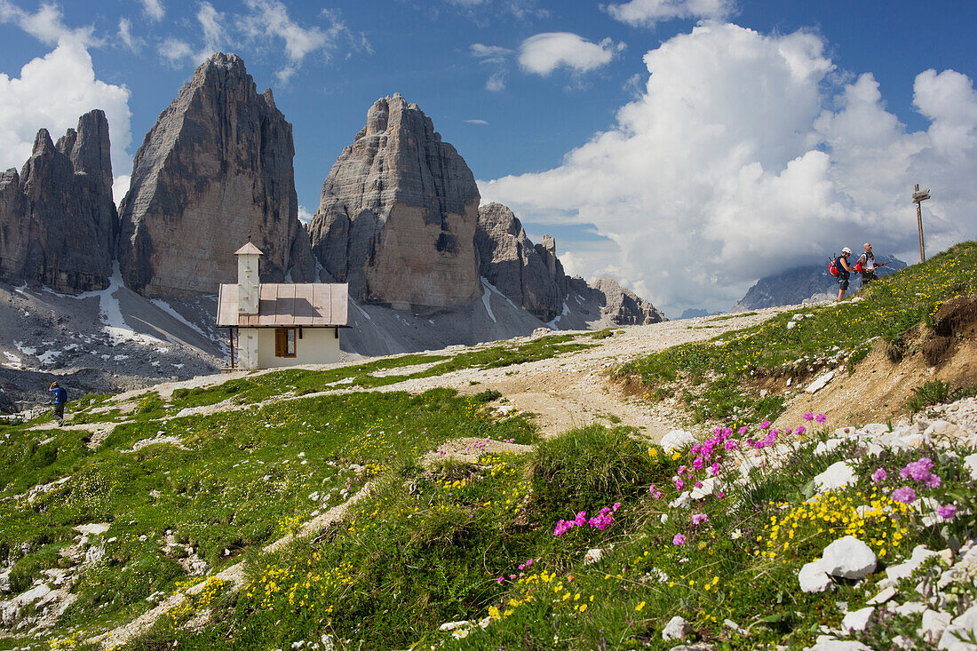 Chapel at Tre Cime di Lavaredo, Drei Zinnen, South Tyrol, Dolomites, Italy