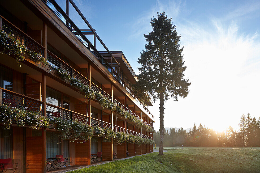 Exterior shot of a hotel, Klais, Krun, Upper Bavaria, Germany