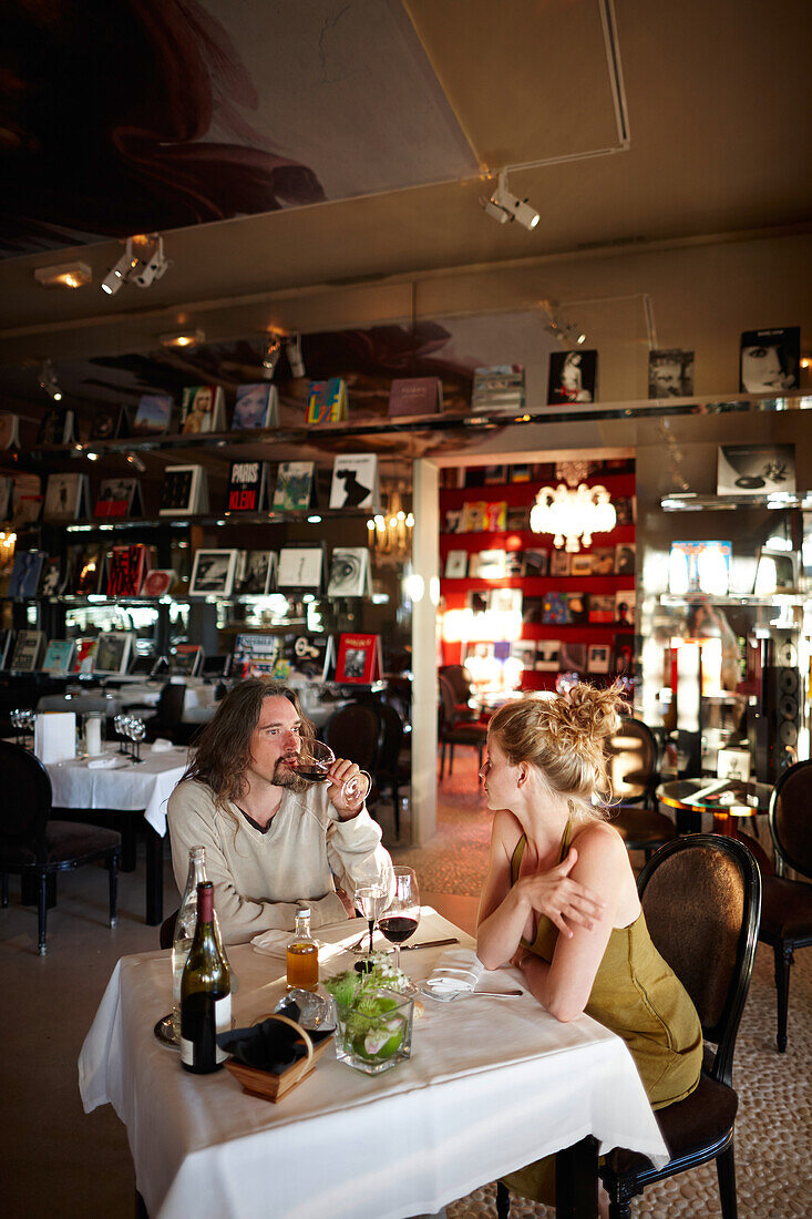 Couple in a hotel restaurant, Saint-Saturnin-les-Apt, Provence, France