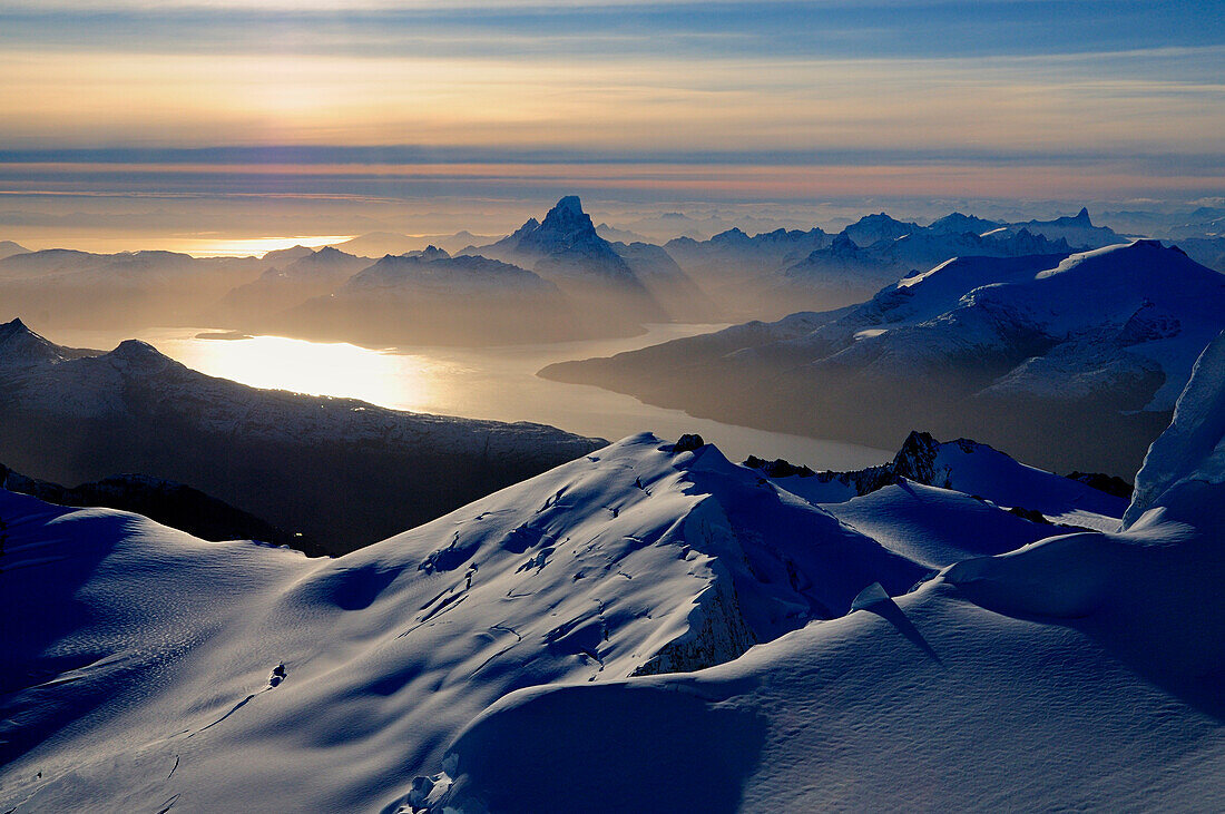 View from Monte Sarmiento to Monte Buckland, Cordillera Darwin, Tierra del Fuego, Chile