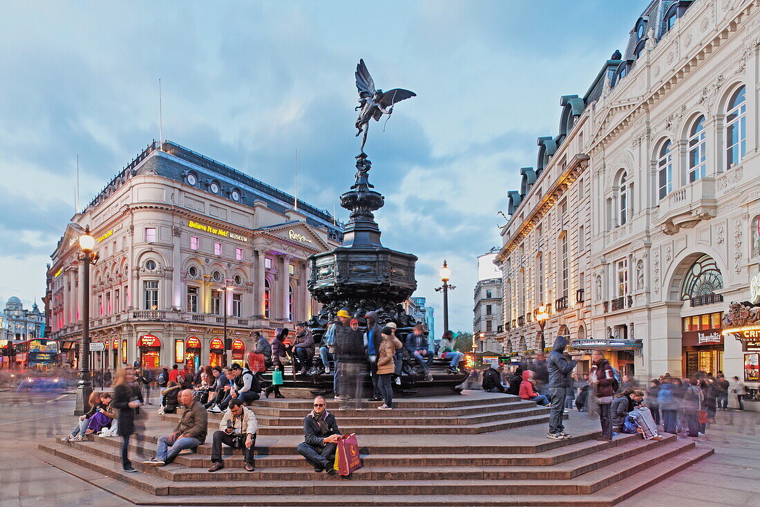 Picadilly Circus and the Eros statue, West End, London, England, United Kingdom