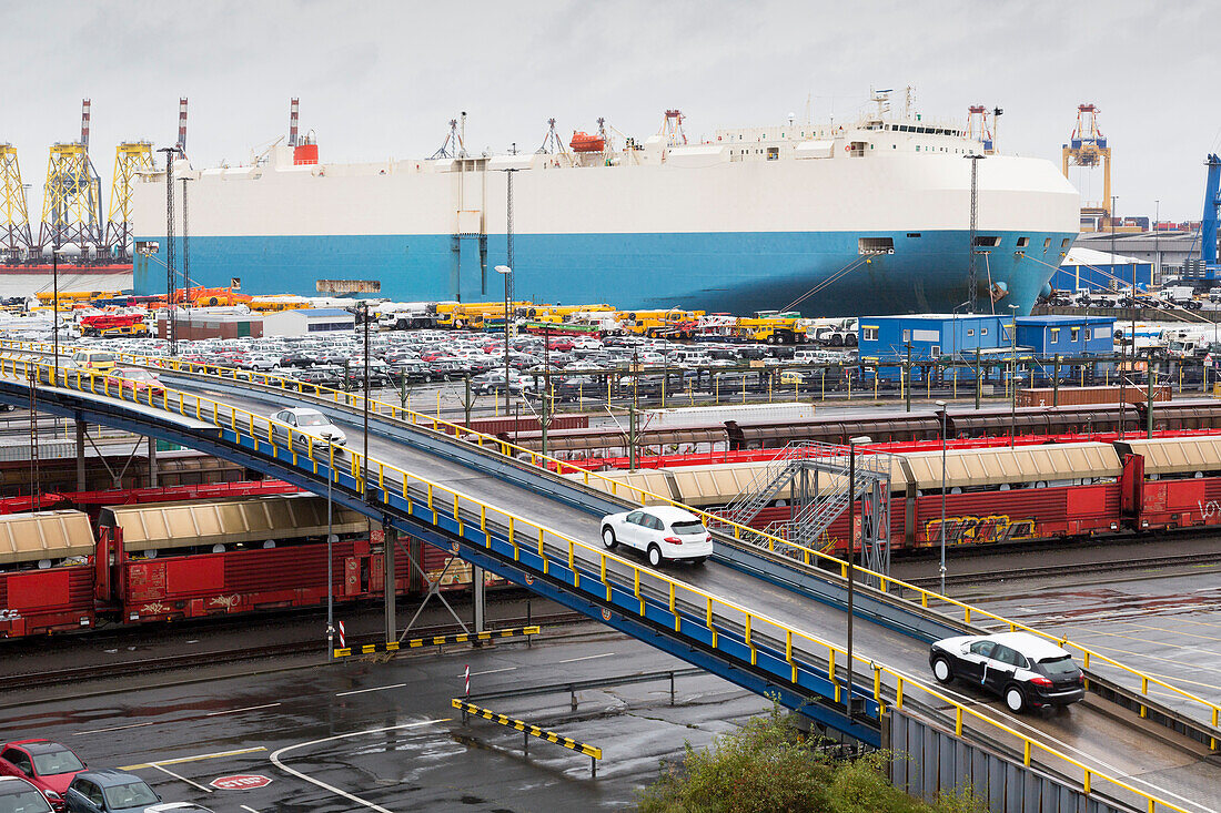 Loading and unloading of various vehicles for export, Bremerhaven, Bremen, Germany