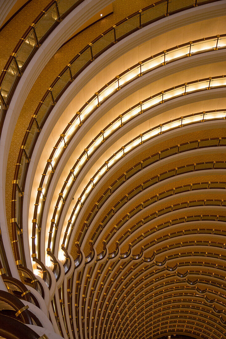 View into the Atrium of the Grand Hyatt Hotel inside Jin Mao Tower, Pudong, Shanghai, China