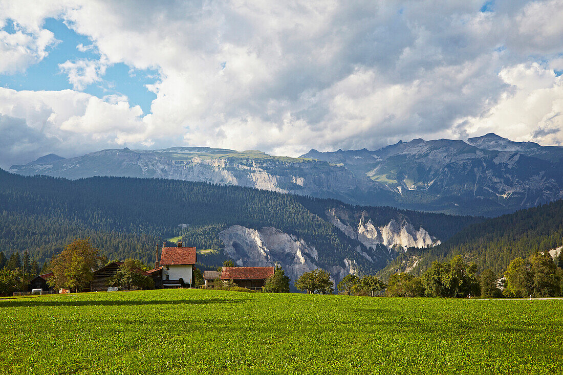 Blick in die Rheinschlucht bei Carrera, Ruinaulta Schlucht, Rhein, Vorderrhein, Kanton Graubünden, Schweiz, Europa