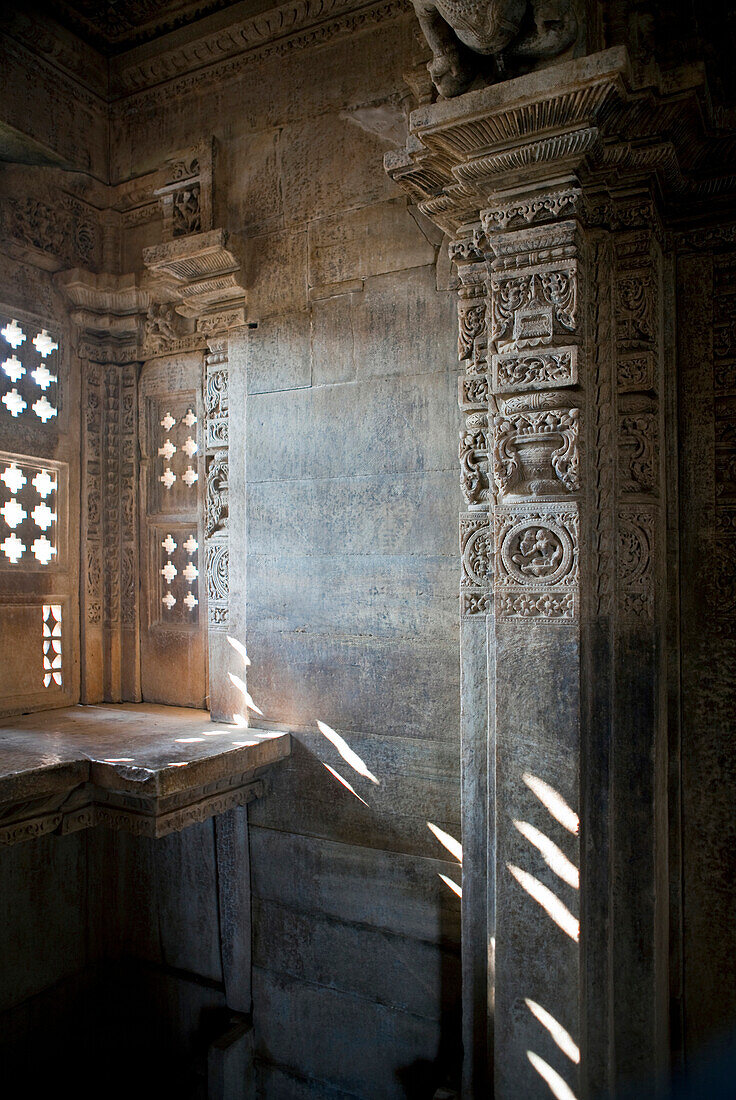 Interior Wall Carvings at Sas-Bahu Temple at Eklingji, Udaipur, Rajasthan, India