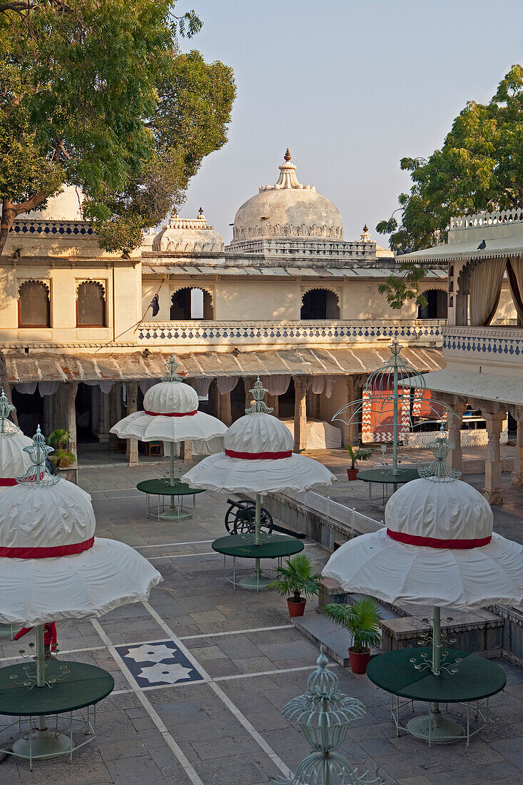 Courtyard Tables in the Jag Mandir Palace, Udaipur, Rajasthan, India