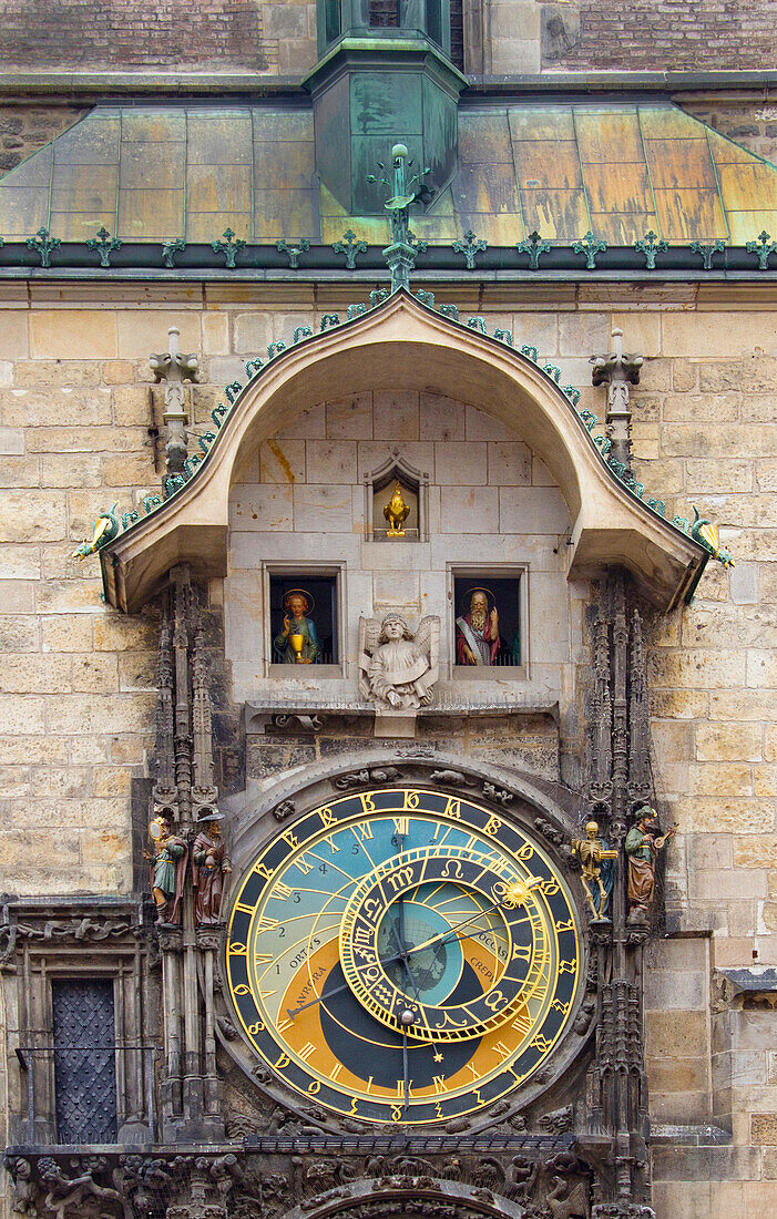 Old World Building With Clock, Prague, Czech Republic
