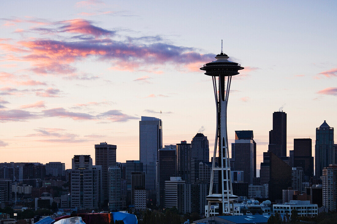Seattle Skyline at Dusk, Seattle, Washington, USA