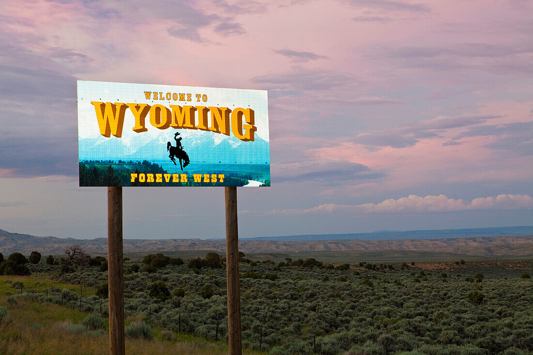 Welcome to Wyoming Sign, Wyoming, USA