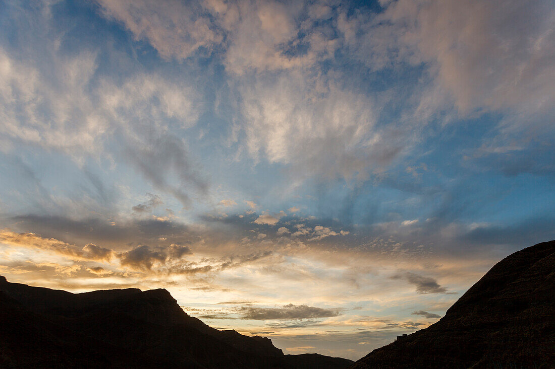 Clouds over the valley of El Risco, near Agaete, Natural Preserve, Parque Natural de Tamadaba, UNESCO Biosphere Reserve, West coast, Gran Canaria, Canary Islands, Spain, Europe