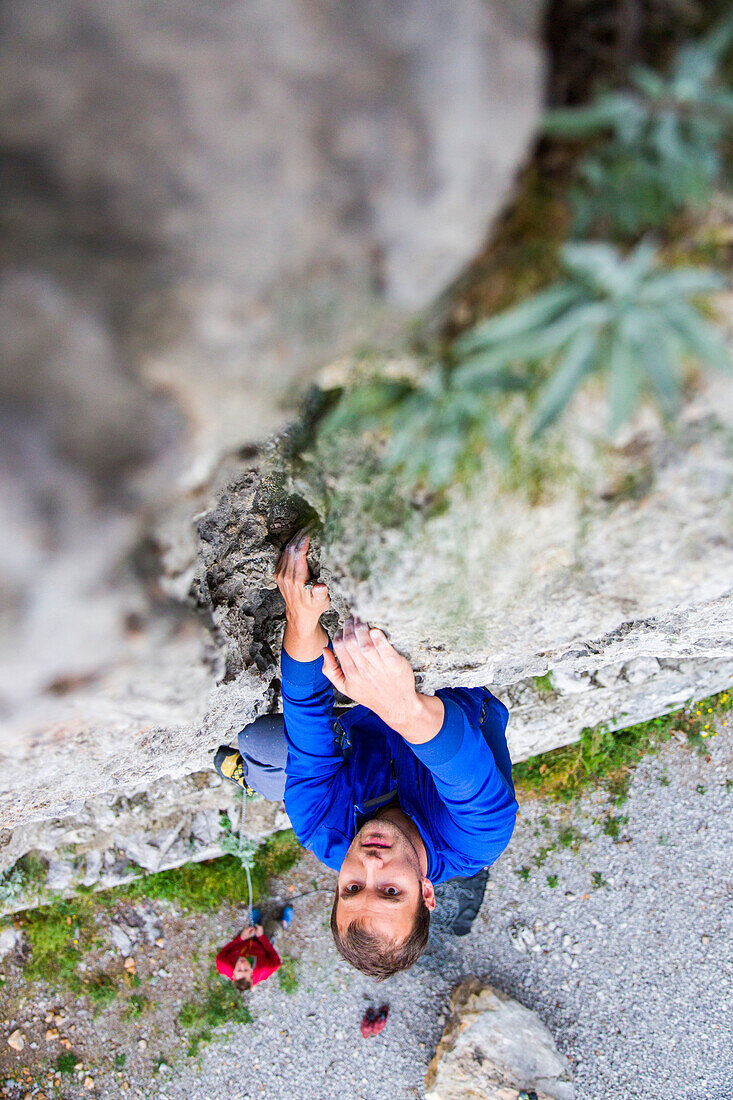Man rock climbing, Sistiana, Friuli Venezia Giulia, Italy