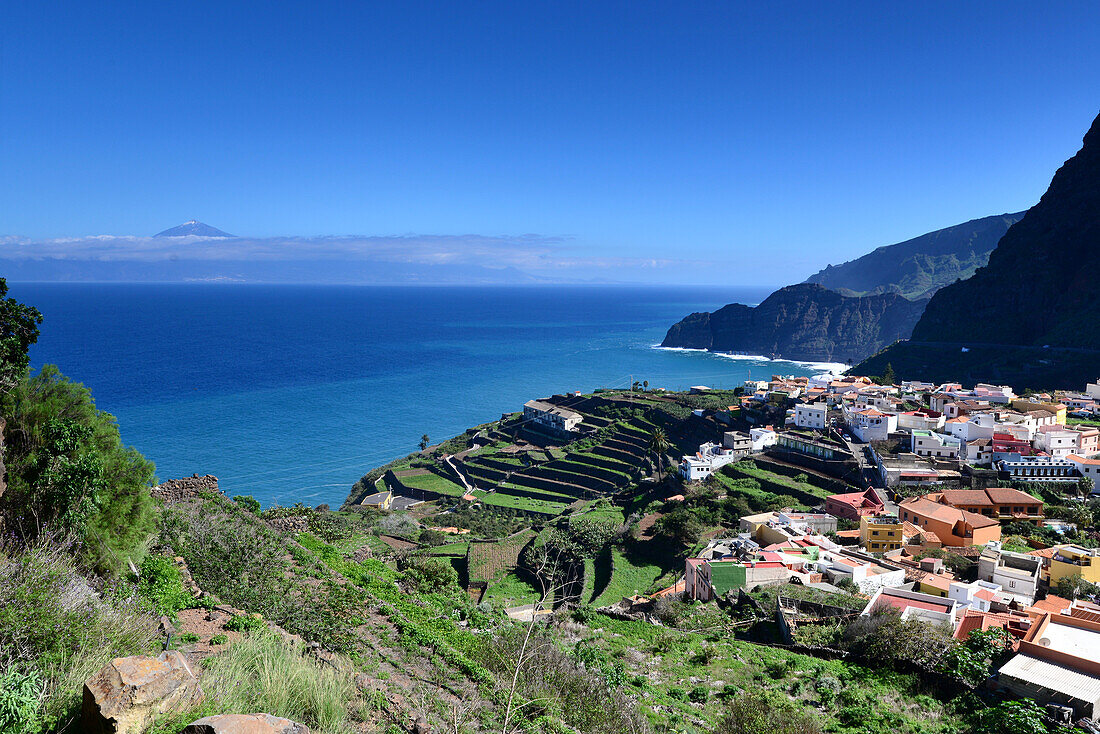 Blick auf Agulo, La Gomera, Kanarische Inseln, Spanien