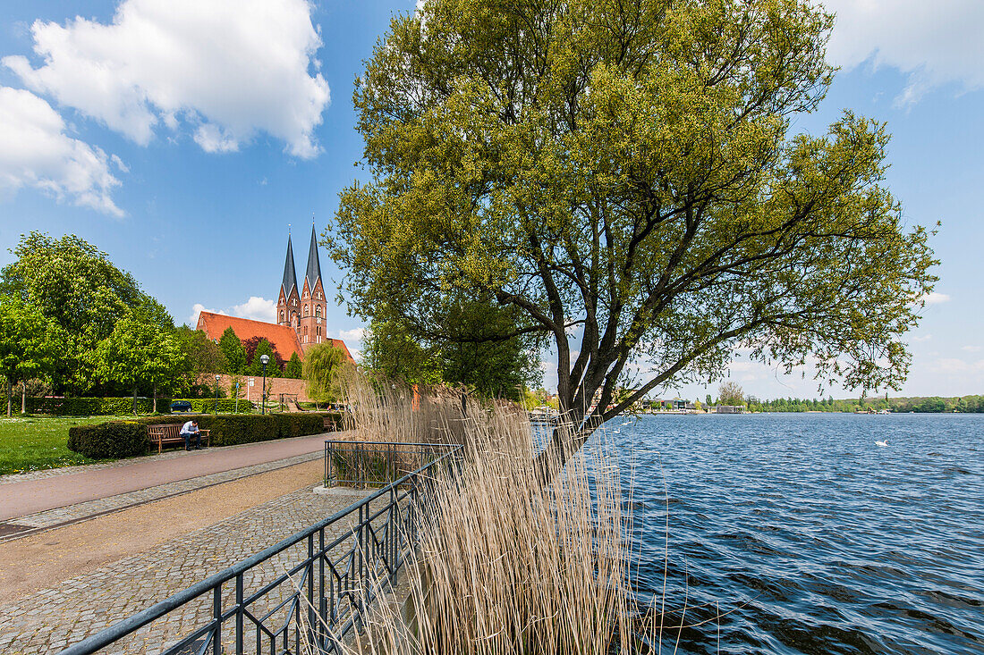 Church of St. Trinitatis and the promenade in Neuruppin, Brandenburg, Germany