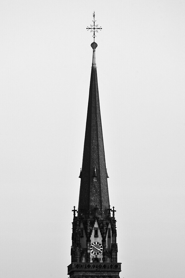 Spire of the Dreikoenigskirche church, Frankfurt am Main, Hessen, Germany