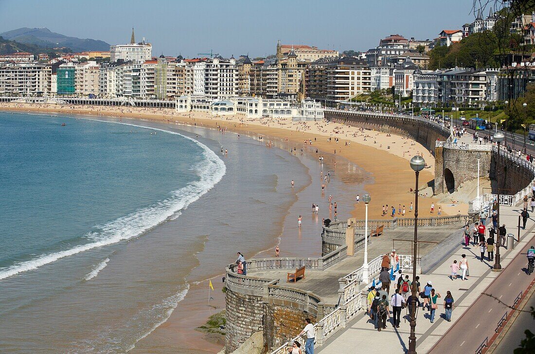 Strand La Concha. Donostia. San Sebastian, Gipuzkoa. Baskenland. Spanien.