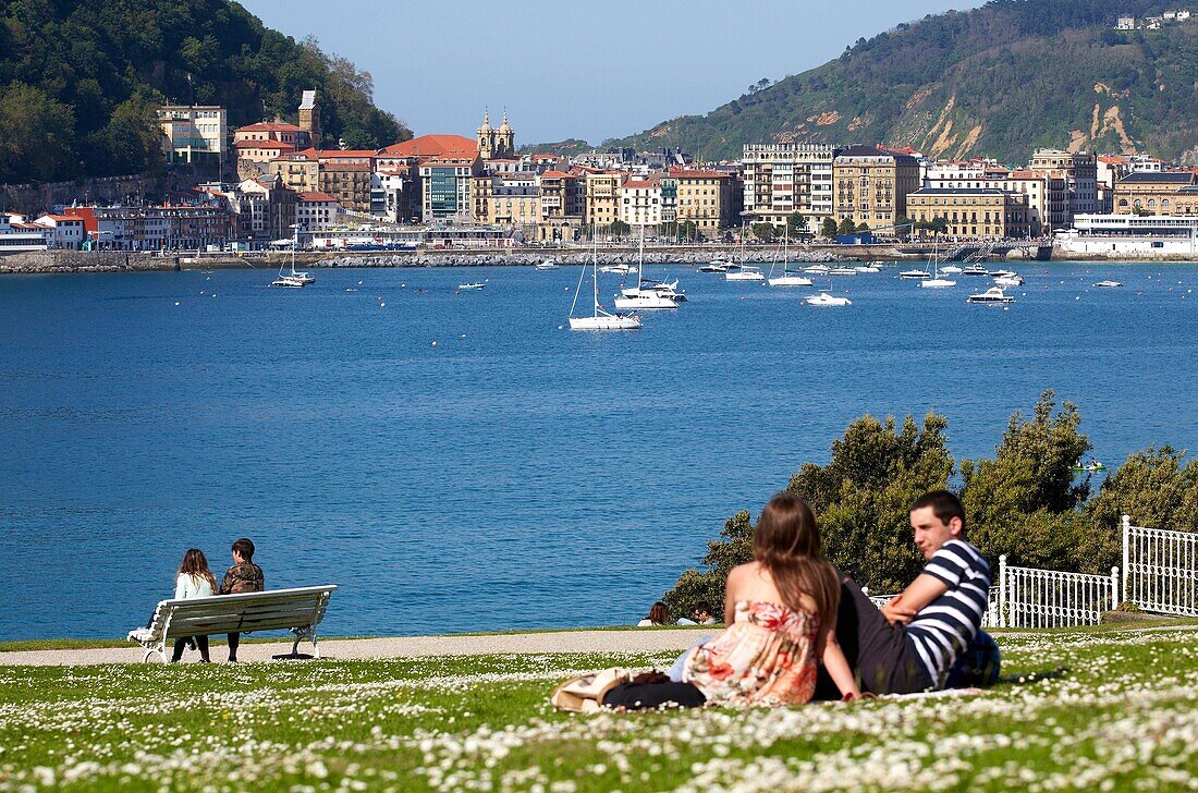 Bucht La Concha. Donostia. San Sebastian, Gipuzkoa. Baskenland. Spanien.