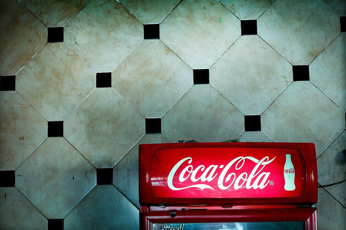 Refrigerator Coke in a bar in Fez, Morocco, Africa