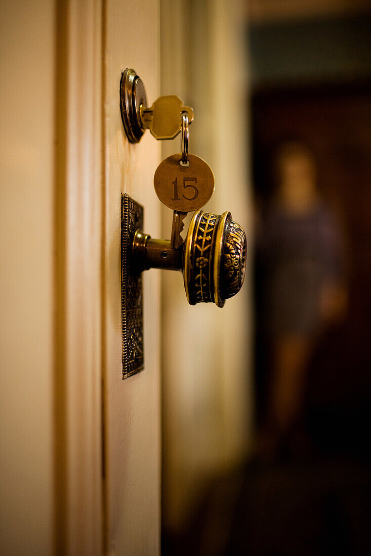 Keys in hotel room door