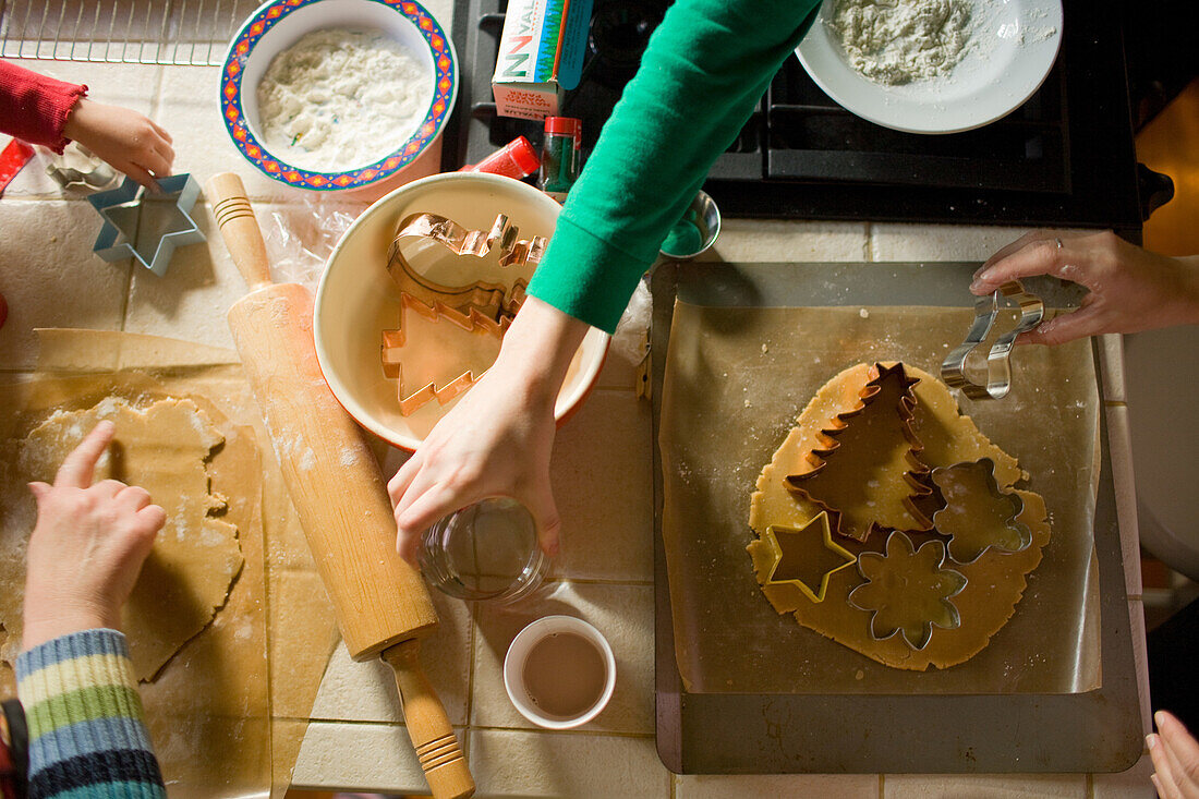 Children making Christmas cookies