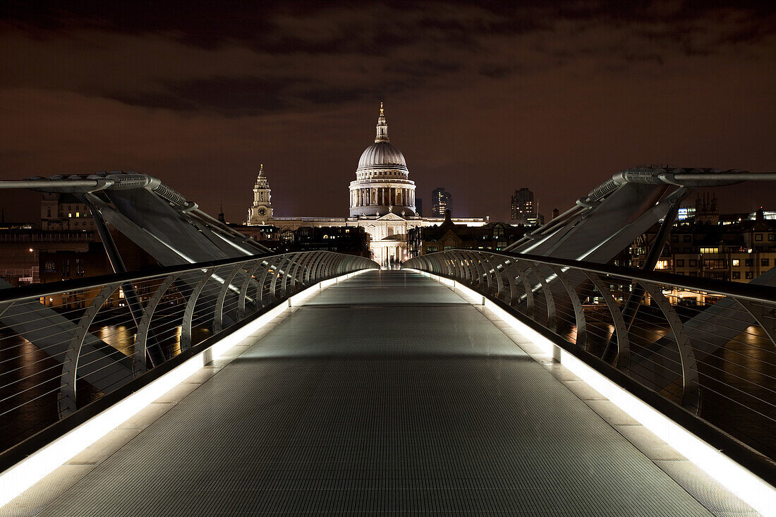 Millennium Bridge towards St Paul's Cathedral, London, UK