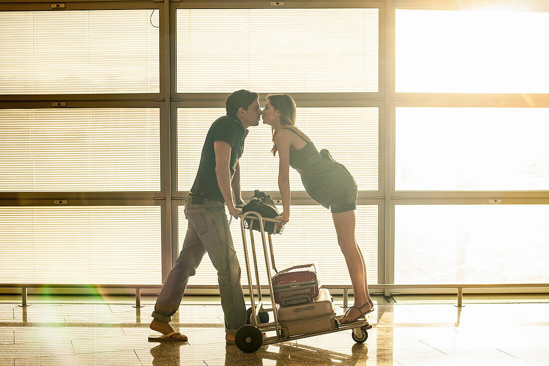 Young couple in airport