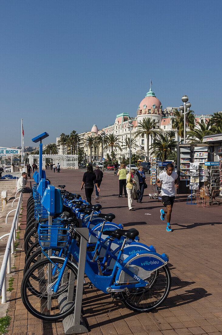 Rental Bikes, Promenade des Anglais, Hotel Negresco, Nice, Alpes Maritimes, Provence, French Riviera, Mediterranean, France, Europe