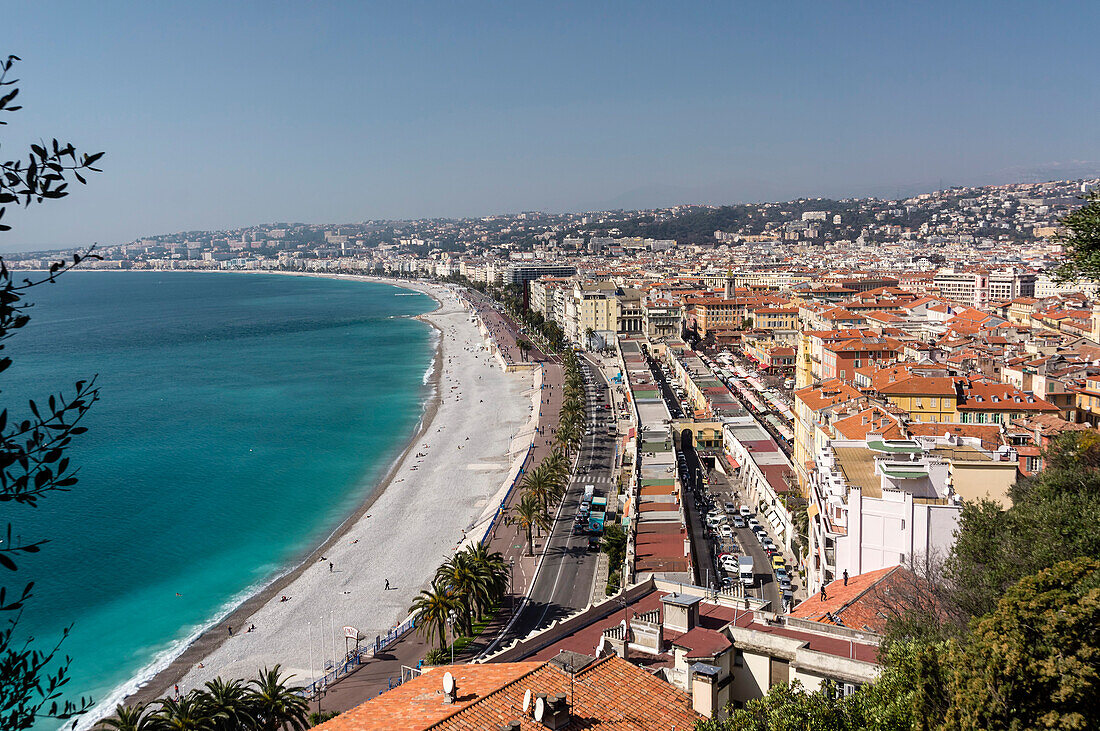 Panorama, Promenade des Anglais, Nizza, Provence-Alpes-Côte d'Azur, Alpes-Maritimes, Frankreich, Europa