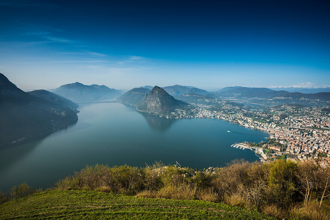 Panorama, Monte Brè, Lugano, Luganer See, Lago di Lugano, Kanton Tessin, Schweiz