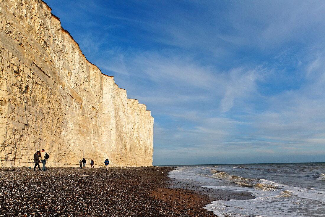 Seven Sisters chalk cliffs, East Sussex, England, Great Britain