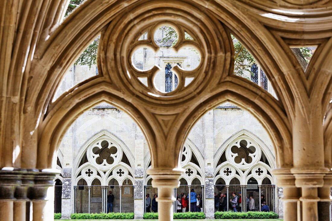 Kreuzgang, Kathedrale von Salisbury, Salisbury, Wiltshire, England, Grossbritannien